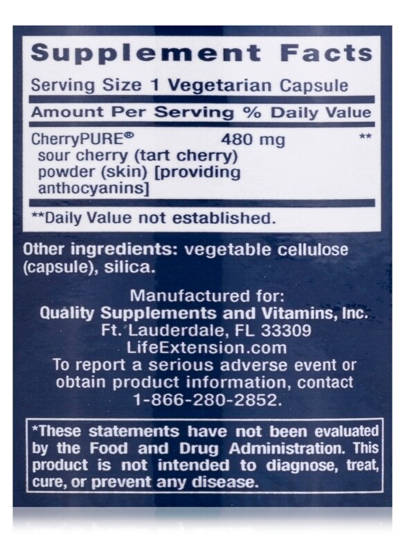 Tart Cherry with CherryPURE® - 60 Vegetarian Capsules - Alternate View 3