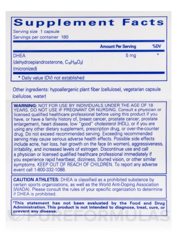 DHEA 5 mg - 180 Capsules - Alternate View 5