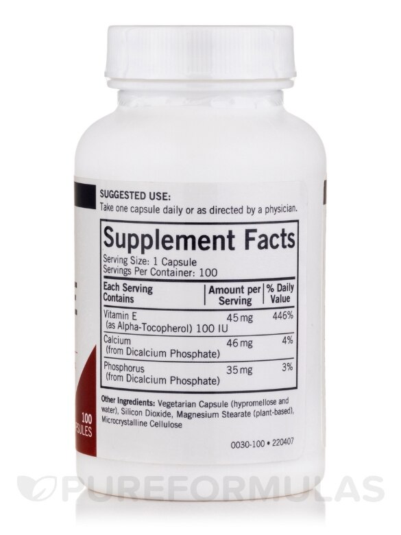 Vitamin E 100 IU - 100 Capsules - Alternate View 1