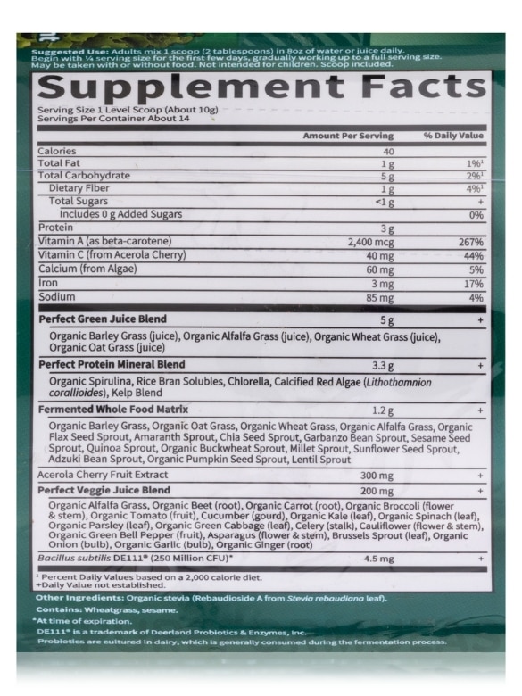 Perfect Food® - Super Green Formula - 4.94 oz (140 Grams) - Alternate View 3