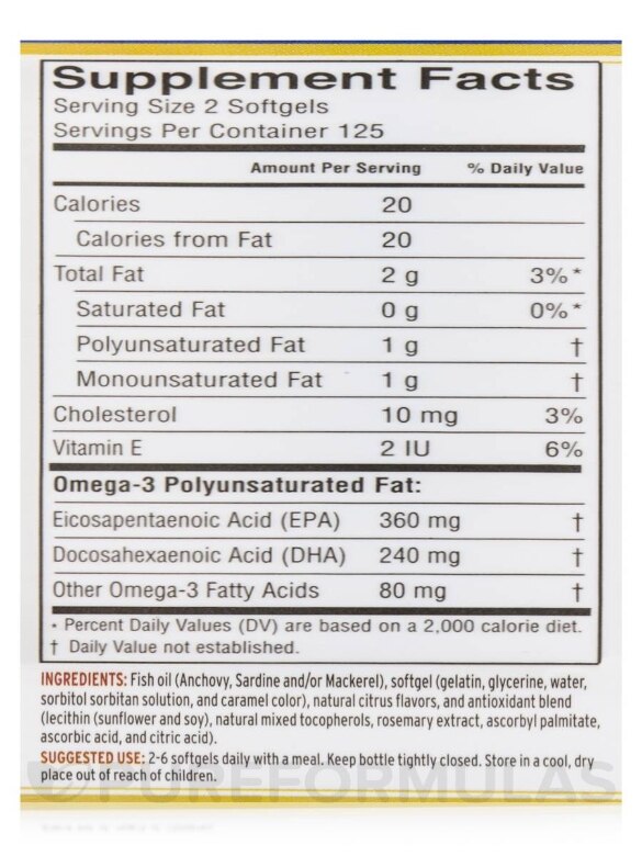 Fresh Catch® Fish Oil Omega-3 EPA/DHA Orange Flavor 1000 mg - 250 Softgels - Alternate View 3