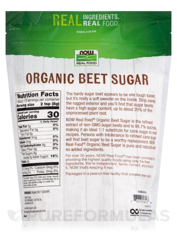 NOW Real Food® - Beet Sugar - 3 lbs (1361 Grams) - Alternate View 1
