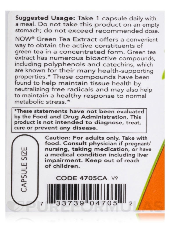 Green Tea Extract 400 mg - 100 Capsules - Alternate View 4