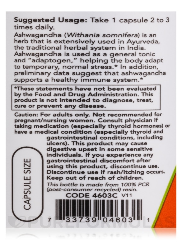 Ashwagandha 450 mg - 90 Vegetarian Capsules - Alternate View 4