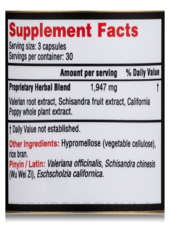 Schisandra Dreams™ (Valerian Herbal Supplement) - 90 Capsules - Alternate View 3