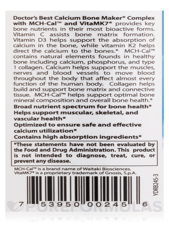 Calcium Bone Maker® Complex with MCH-Cal™ - 180 Capsules - Alternate View 4