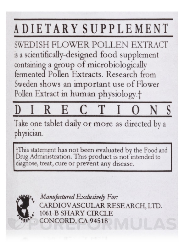 Swedish Flower Pollen Extract - 60 Tablets - Alternate View 4