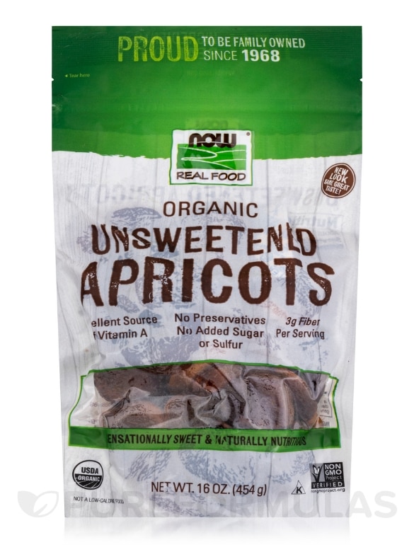 NOW Real Food® - Apricots (Certified Organic Unsweetened) - 16 oz (454 Grams)