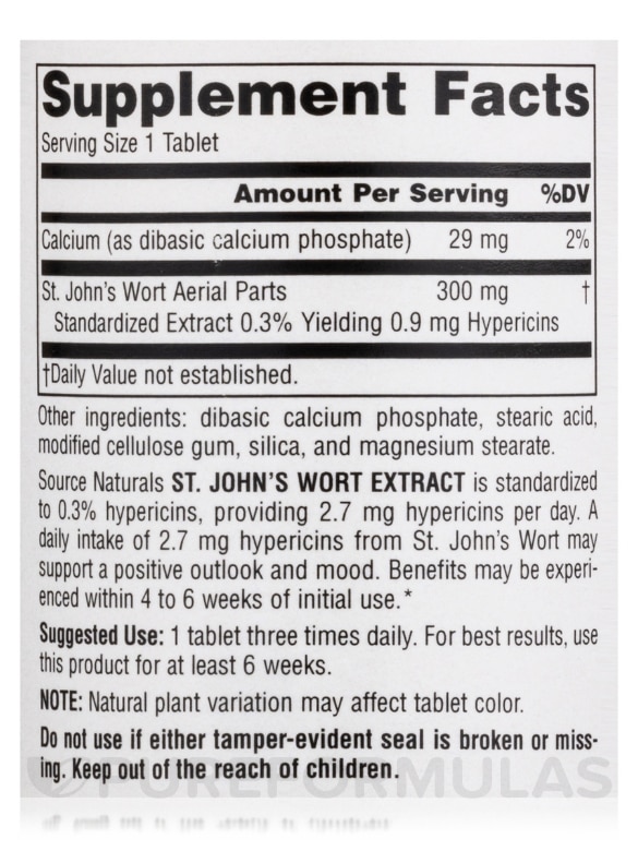 St. John's Wort Extract 300 mg - 120 Tablets - Alternate View 3