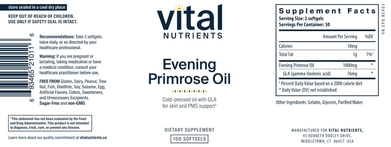 Evening Primrose Oil 1000 mg - GLA 90 mg - 100 Softgel Capsules - Alternate View 4