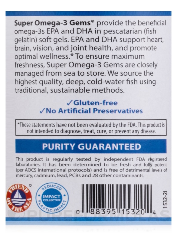 Super Omega-3 Gems® 1200 mg (Pescetarian) - 180 Soft Gels - Alternate View 4