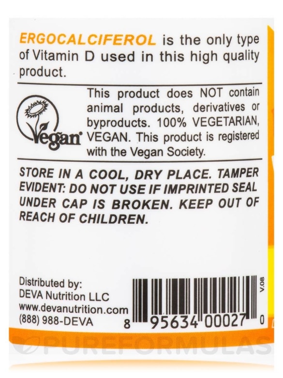 Vegan Vitamin D2 800 IU - 90 Tablets - Alternate View 4