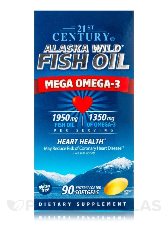 Alaska Wild® Fish Oil with Mega Omega-3 - 90 Enteric-Coated Softgels - Alternate View 1