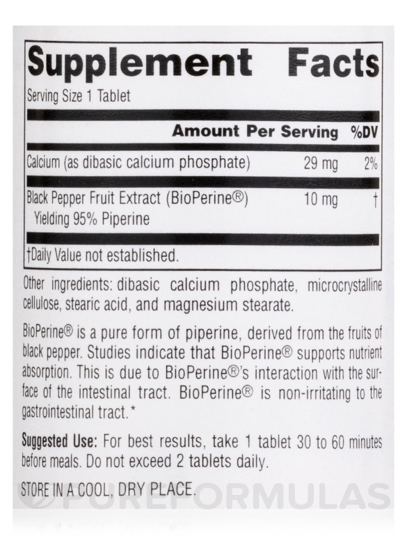 BioPerine® 10 mg - 120 Tablets - Alternate View 3