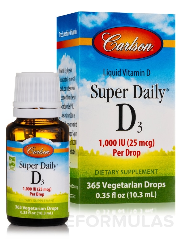 Super Daily® D3 1000 IU - 365 Drops (0.35 fl. oz / 10.3 ml) - Alternate View 1