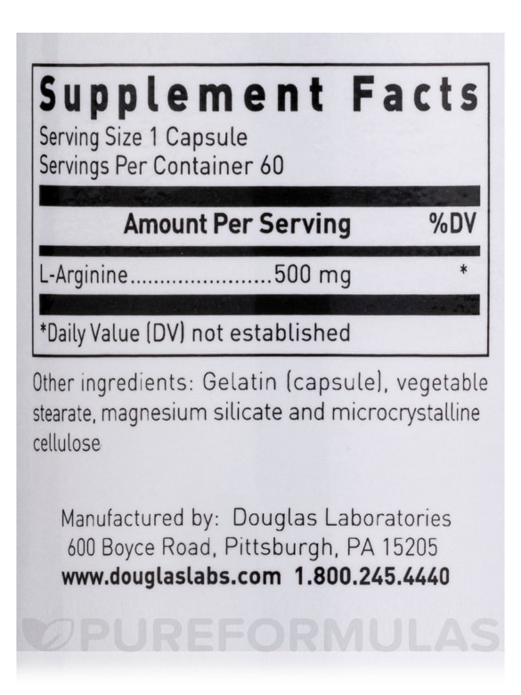 L-Arginine 500 mg - 60 Capsules - Alternate View 4