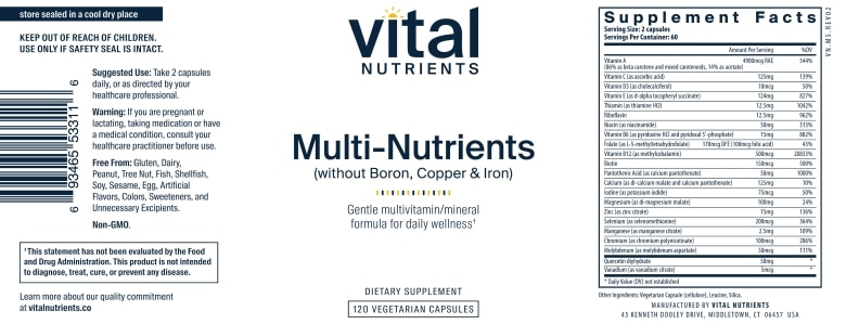 Multi-Nutrients 5 (Boron, Copper & Iron Free) - 120 Capsules - Alternate View 4