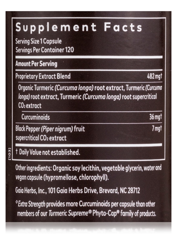 Turmeric Supreme: Extra Strength - 120 Vegan Liquid Phyto-Caps® - Alternate View 3