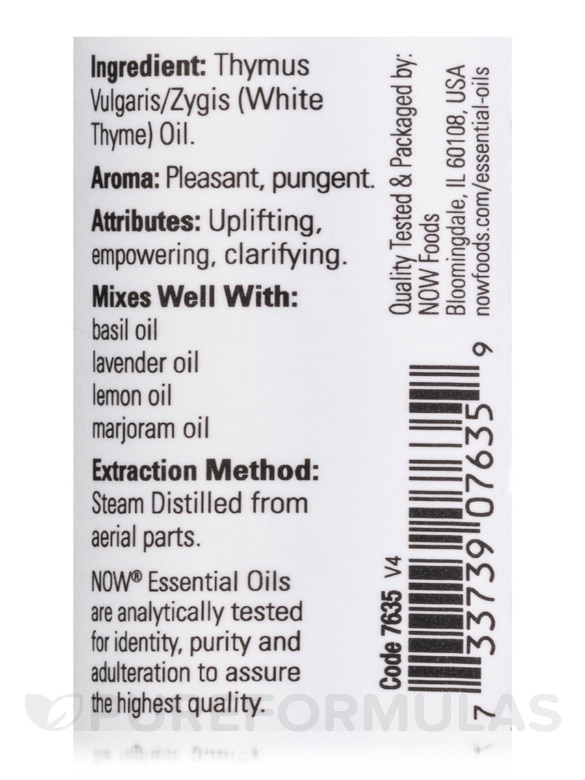 NOW® Essential Oils - White Thyme Oil - 1 fl. oz (30 ml) - Alternate View 3