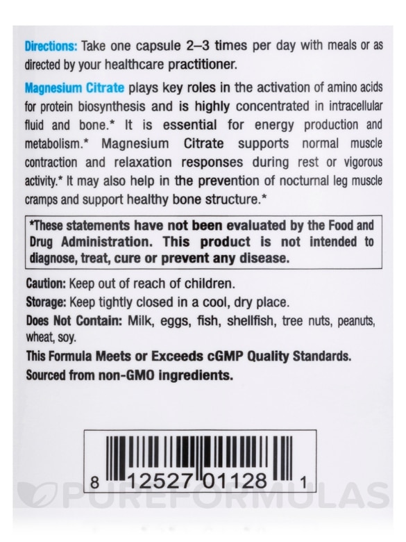 Magnesium Citrate Extra Strength 200 mg - 120 Vegetable Capsules - Alternate View 4