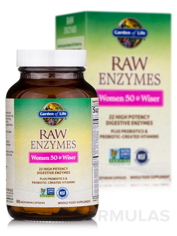 Raw Enzymes™ Women 50 & Wiser - 90 Vegetarian Capsules - Alternate View 1