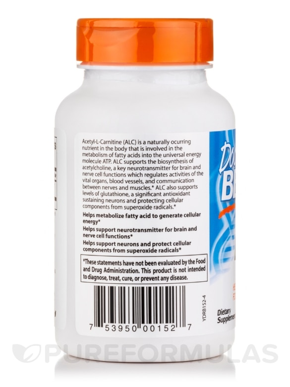 Acetyl-L-Carnitine 500 mg with Biosint™ - 120 Veggie Capsules - Alternate View 2