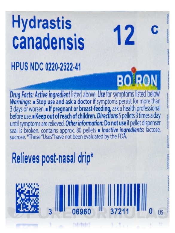 Hydrastis canadensis 12c - 1 Tube (approx. 80 pellets) - Alternate View 4