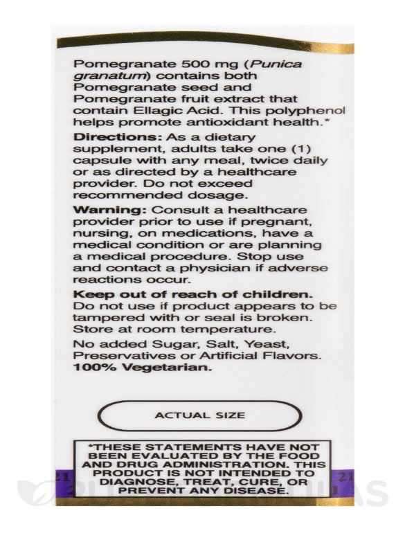 Pomegranate 500 mg - 120 Vegetarian Capsules - Alternate View 4