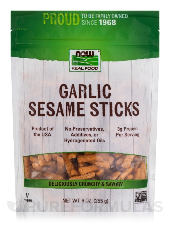 NOW Real Food® - Garlic Sesame Sticks - 9 oz (255 Grams)