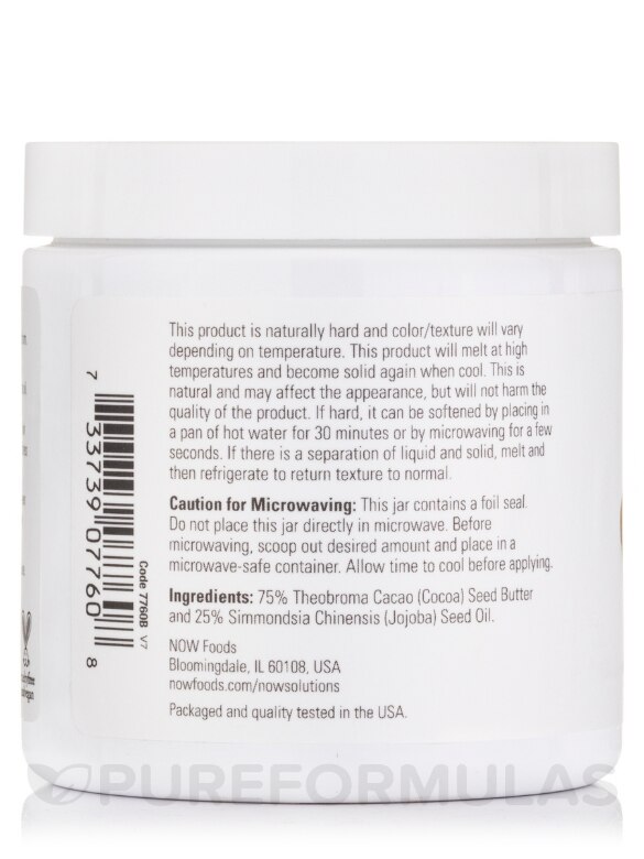 NOW® Solutions - Cocoa Butter with Jojoba Oil - 6.5 fl. oz (192 ml) - Alternate View 2