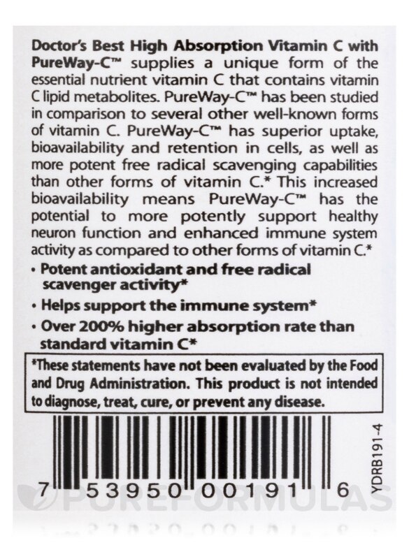 Vitamin C with PureWay-C® (Sustained Release) - 60 Tablets - Alternate View 4