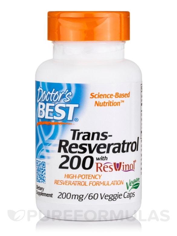 Trans-Resveratrol 200 with ResVinol-25™ - 60 Veggie Capsules