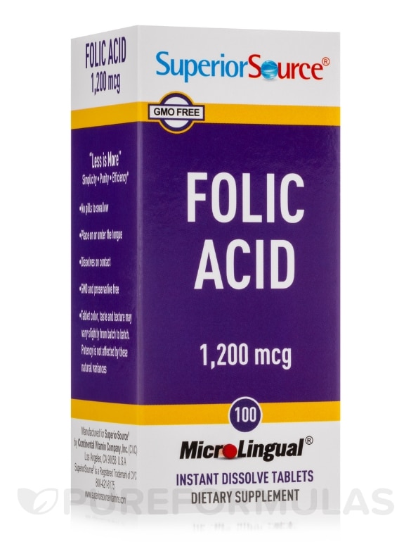 Folic Acid 1,200 mcg - 100 MicroLingual® Tablets