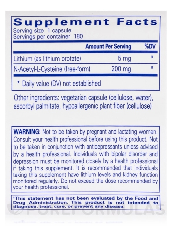 Lithium (orotate) 5 mg - 180 Capsules - Alternate View 4