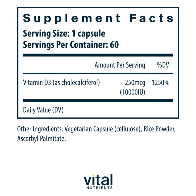 Vitamin D3 10,000 IU - 60 Vegetarian Capsules - Alternate View 5