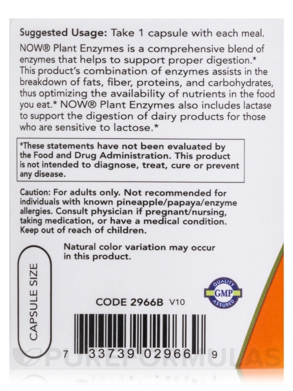 Plant Enzymes - 120 Vegetarian Capsules - Alternate View 4