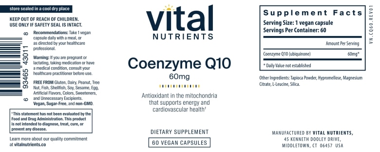 CoEnzyme Q10 60 mg - 60 Vegetarian Capsules - Alternate View 4