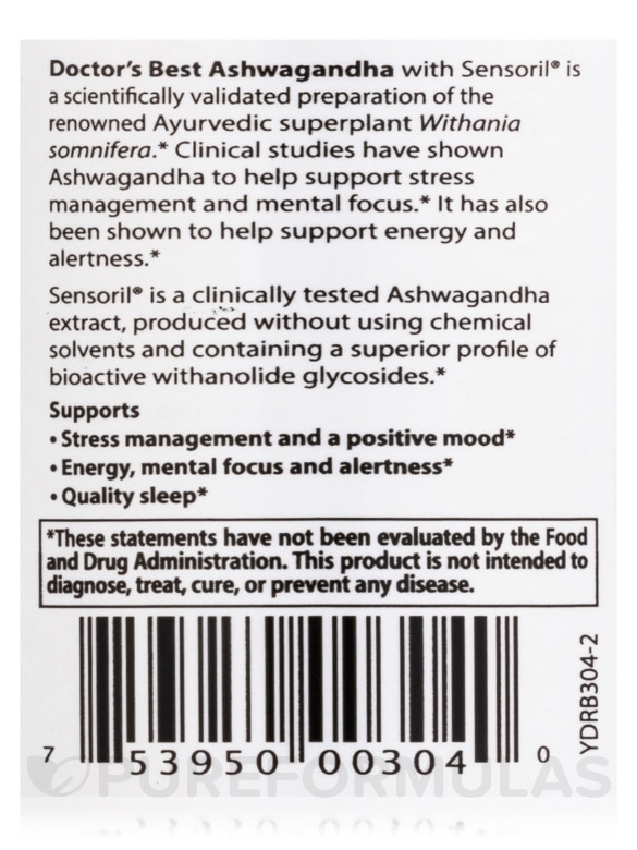 Ashwagandha with Sensoril® 125 mg - 60 Veggie Capsules - Alternate View 4
