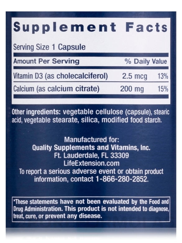 Calcium Citrate with Vitamin D - 200 Vegetarian Capsules - Alternate View 3