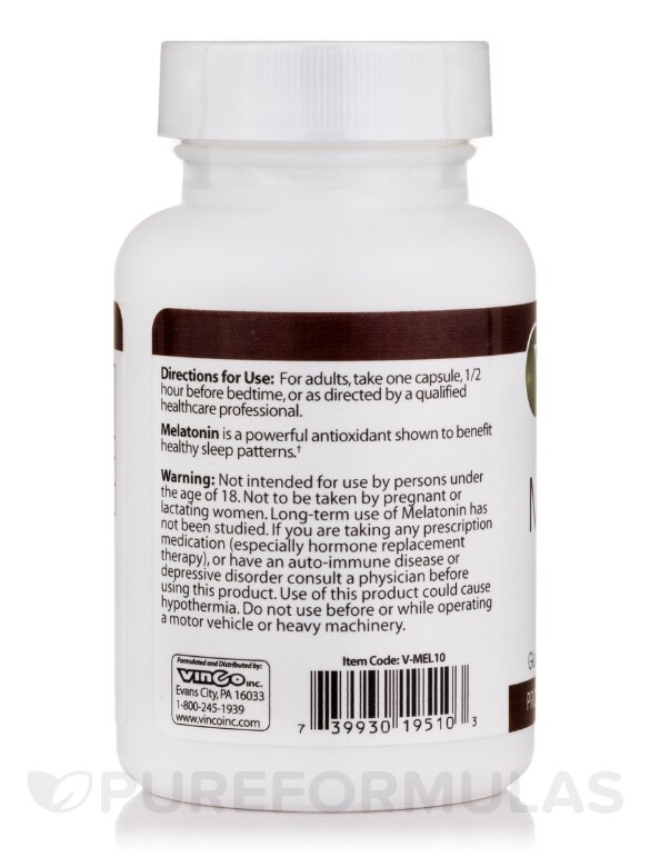 Melatonin 10 mg - 60 Capsules - Alternate View 2