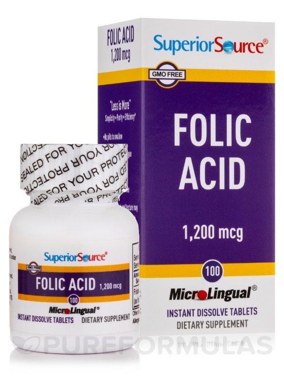 Folic Acid 1,200 mcg - 100 MicroLingual® Tablets - Alternate View 1