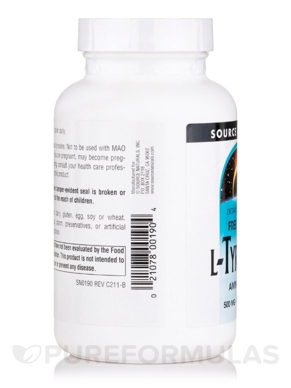 L-Tyrosine 500 mg - 100 Tablets - Alternate View 3