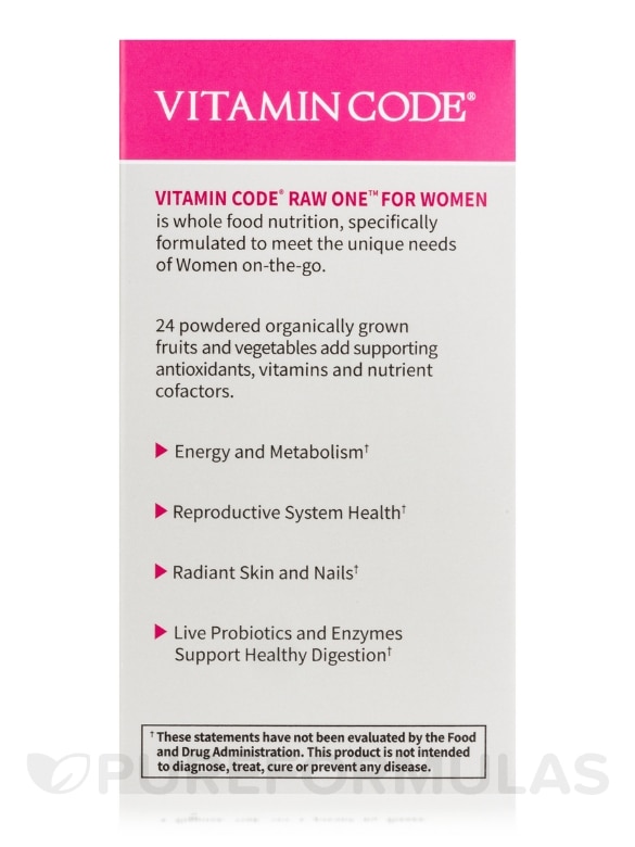 Vitamin Code® - Raw One for Women - 75 Vegetarian Capsules - Alternate View 6