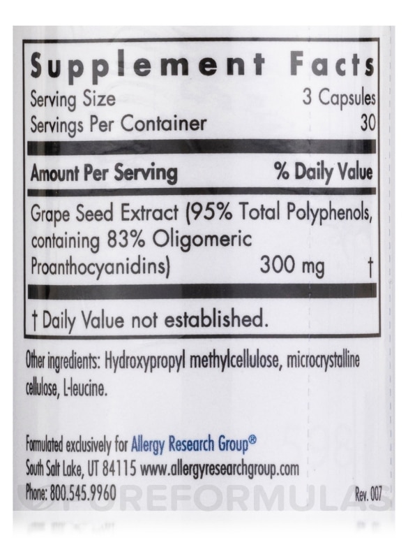 Grape Pips Proanthocyanidins - 90 Vegetarian Capsules - Alternate View 3