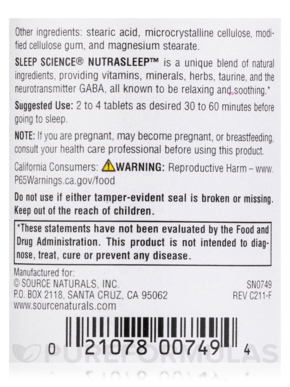 NutraSleep™ (Multi-Nutrient & Herb Complex) - 40 Tablets - Alternate View 4