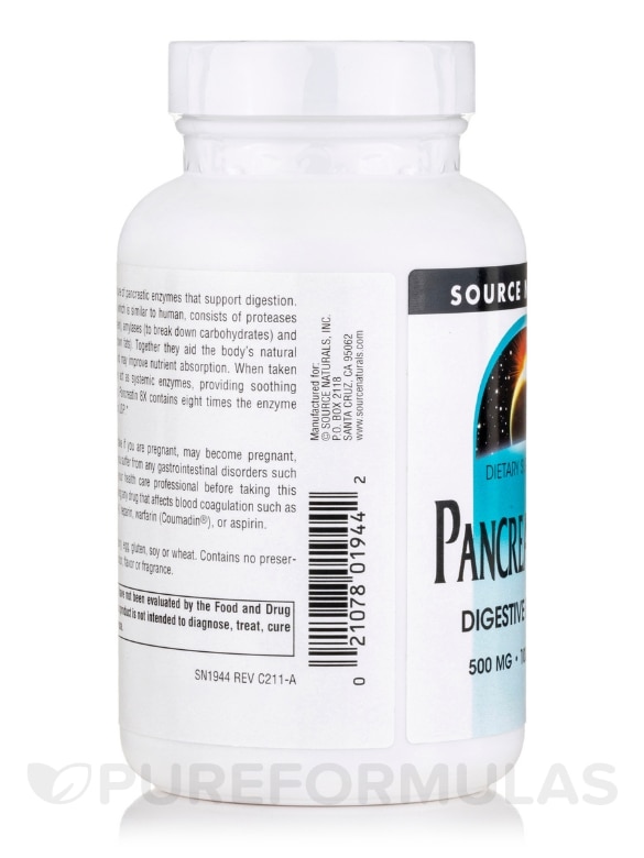Pancreatin 8X 500 mg - 100 Capsules - Alternate View 3