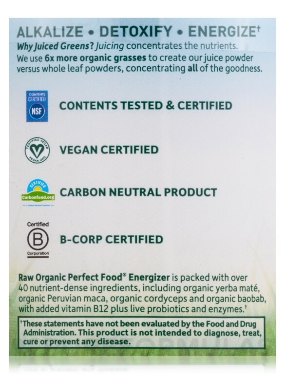 Raw Organic Perfect Food® Energizer Juiced Green Superfood Powder - 9.8 oz (279 Grams) - Alternate View 5