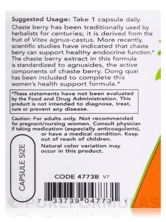 Chaste Berry Vitex Extract 300 mg - 90 Veg Capsules - Alternate View 4