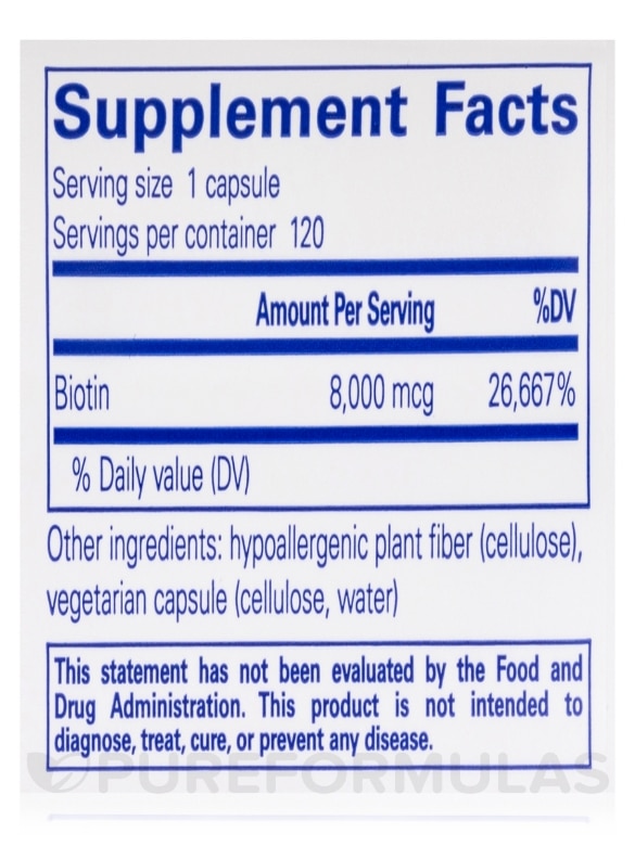 Biotin 8 mg - 120 Capsules - Alternate View 4