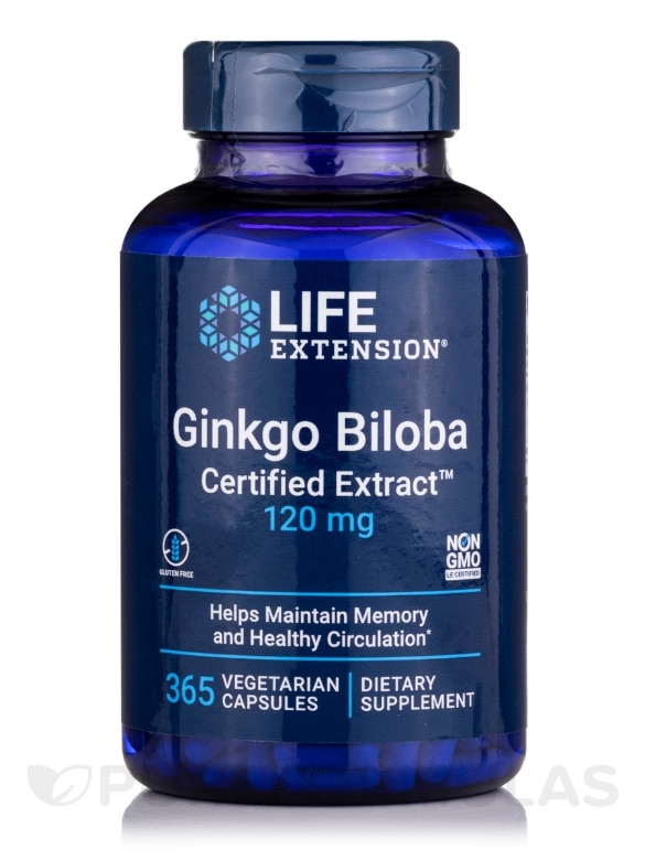 Ginkgo Biloba Certified Extract 120 mg - 365 Vegetarian Capsules